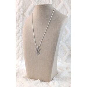 925 Sterling Silver Angel Pendant Necklace Thailand Heart Filigree 18"